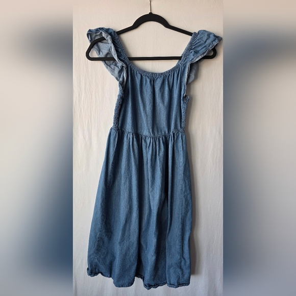 Roxy Girls Smocked Denim Dress Size 14/16 Coastal Cowgirl Boho Mini - Picture 2 of 9